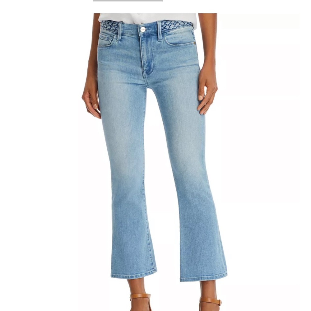 FRAME
Le Crop Mini Bootcut Braided-waist Jeans In Fountain
